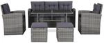 vidaXL 6-tlg Garten-Lounge-Set mit Auflagen Poly Rattan Grau Modell 8