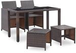 vidaXL 5-tlg Garten-Essgruppe mit Auflagen Poly Rattan Braun Modell 1