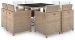vidaXL 9-tlg Garten-Essgruppe mit Auflagen Poly Rattan Beige Modell 1