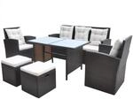 vidaXL 6-tlg Garten-Essgruppe mit Auflagen Poly Rattan Braun Modell 1