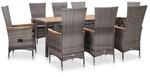 vidaXL 9-tlg Garten-Essgruppe mit Auflagen Poly Rattan Grau Modell 5