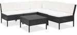 vidaXL 6-Tlg Garten-Lounge-Set mit Auflagen Poly Rattan Schwarz 48936