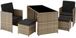 Tectake Rattan Sitzgruppe Palermo F&uuml;r 2 Bis 4 Personen Widerstandsf&auml;hig 202 x 130