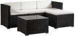 Juskys Polyrattan Lounge Sitzgarnitur Punta Cana M Schwarz mit Bez&uuml;gen in Creme