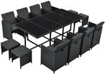 Juskys Polyrattan Essgruppe Baracoa XXL 13 Teilig Schwarz