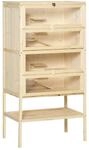 PawHut Kleintierk&auml;fig 5 Etagen mit Gitterdach Rampen Naturholz 60 x 40 x 120 cm