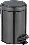 Wenko Kosmetik-Treteimer Leman Metallic-Schwarz 3, Edelstahl