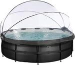 Exit Black Leather Pool Schwarz &oslash; 450 x 122 cm m. Sandfilterpumpe u. Abdeckung