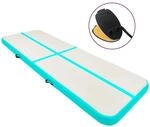 vidaXL Aufblasbare Gymnastikmatte mit Pumpe 300x100x15 cm PVC Gr&uuml;n 92660