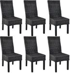 vidaXL Esszimmerst&uuml;hle 6 Stk Schwarz Kubu Rattan und Mangoholz 275470