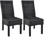 vidaXL Esszimmerst&uuml;hle 2 Stk Schwarz Kubu-Rattan und Mahagoniholz 246656