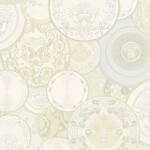 Bricoflor Wei&szlig;e Tapete mit Teller Design Elegante Tapete mit Medusa und