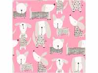 Bricoflor Dackel Tapete in Rosa Weiß Grau Pinke Papiertapete mit Hunden für