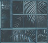 Bricoflor Blaue Palmen Tapete 3D Optik Industrial Wandtapete Palmenblättern Im