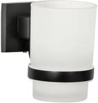 Fackelmann Glas mit Halter New York Schwarz