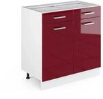 Vicco K&uuml;chenunterschrank R-Line Bordeaux Hochglanz/Wei&szlig; 80 cm ohne...