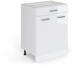 Vicco K&uuml;chenunterschrank R-Line Wei&szlig; Hochglanz/Wei&szlig; 60 cm mit Schublade ohne