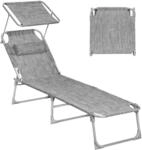 Songmics Sonnenliege mit Kopfkissen Klappbar 193 cm x 53 cm x 29 cm Grau