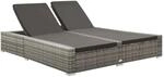 vidaXL Doppel-Sonnenliege Poly Rattan Grau