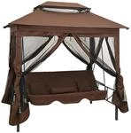 vidaXL Pavillon Umwandelbare Schaukelbank Kaffeebraun 658090