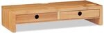 Relaxdays Monitorst&auml;nder Bambus Natur mit 2 Schubladen 12 cm x 56 cm x 27 cm 4 kg
