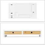 Relaxdays Monitorst&auml;nder Organizer MDF Bambus Wei&szlig; Natur Mit 2 Schubladen 58,5 cm x