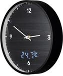 Bresser Wanduhr MyTime mit LED-Sekunden-/Temperaturanzeige &Oslash; 24 cm Schwarz