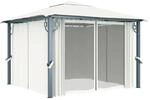 vidaXL Pavillon mit Vorh&auml;ngen 300 x 300 cm Creme Aluminium