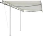 vidaXL Markise Automatisch Einziehbar mit Pfosten 3x2,5 m Creme 3069907