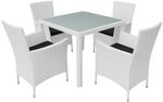 vidaXL 5-Tlg Garten-Essgruppe Poly Rattan Cremewei&szlig; 42502