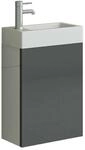 Jet-Line Badm&ouml;bel-Set Aarau 40cm Grau Hochglanz Waschbecken und Unterschrank