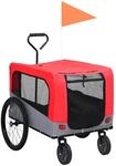 vidaXL 2-In-1 Fahrradanh&auml;nger f&uuml;r Hunde und Buggy Rot und Grau 92440