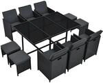 Juskys Polyrattan Essgruppe Baracoa XL 11 Teilig Schwarz