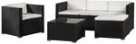 Juskys Polyrattan Lounge Sitzgarnitur Punta Cana L Schwarz mit Bez&uuml;gen in Creme