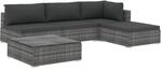vidaXL 5-tlg Garten-Lounge-Set mit Auflagen Poly Rattan Grau Modell 5