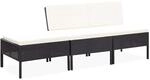 vidaXL 3-Tlg Garten-Lounge-Set mit Auflagen Poly Rattan Schwarz 48956