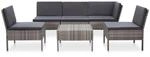 vidaXL 6-tlg Garten-Sofagarnitur mit Auflagen Poly Rattan Grau Modell 2