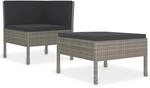 vidaXL 2-tlg Garten-Lounge-Set mit Auflagen Poly Rattan Grau Modell 2