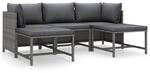 vidaXL 5-tlg Garten-Lounge-Set mit Kissen Poly Rattan Grau Modell 4