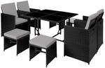 Tectake Rattan Sitzgruppe Bilbao F&uuml;r 4 Bis 8 Personen Widerstandsf&auml;hig 53 x 53 x