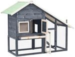 vidaXL Kaninchenstall Grau und Wei&szlig; 140x63x120 cm Tanne Massivholz