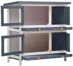 vidaXL Kaninchenstall 4 T&uuml;ren Grau Holz