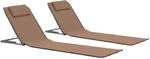 vidaXL Klappbare Strandmatte 2 Stk. Stahl und Stoff Braun