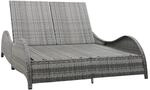 vidaXL Doppel-Sonnenliege mit Auflage Poly Rattan Anthrazit