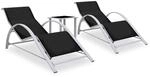 vidaXL Sonnenliegen 2 Stk. mit Tisch Aluminium Schwarz