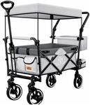 KESSER Bollerwagen GTS-9100 Faltbar mit Dach Belastbar Bis 150 kg Grau