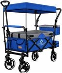 KESSER Bollerwagen GTS-9100 Faltbar mit Dach Belastbar Bis 150 kg Navyblau Grau