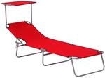 Outsunny Sonnenliege Metall Polyester Rot 187L x 58B x 36H cm