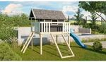 Karibu Stelzenhaus Fidel Set Terragrau Wellenrutsche 3 m Blau Netzrampe