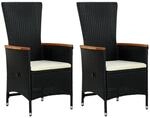 vidaXL Gartenst&uuml;hle 2 Stk. mit Polstern Poly Rattan Schwarz